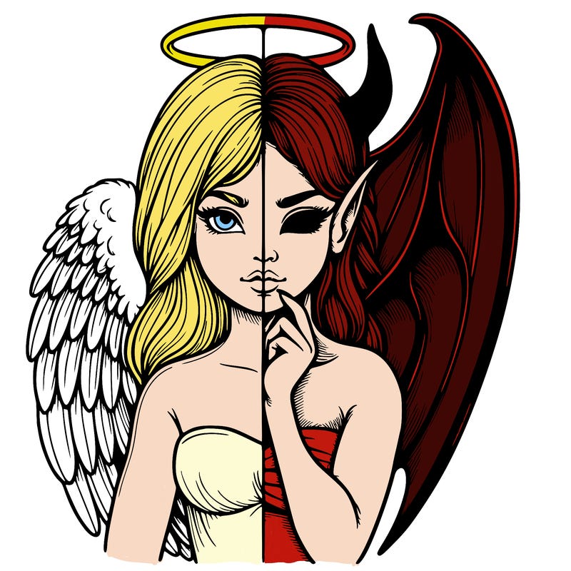 realistic angel half demon