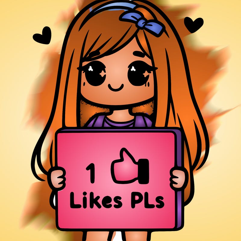 girl holding a sign saying 10 likes pls