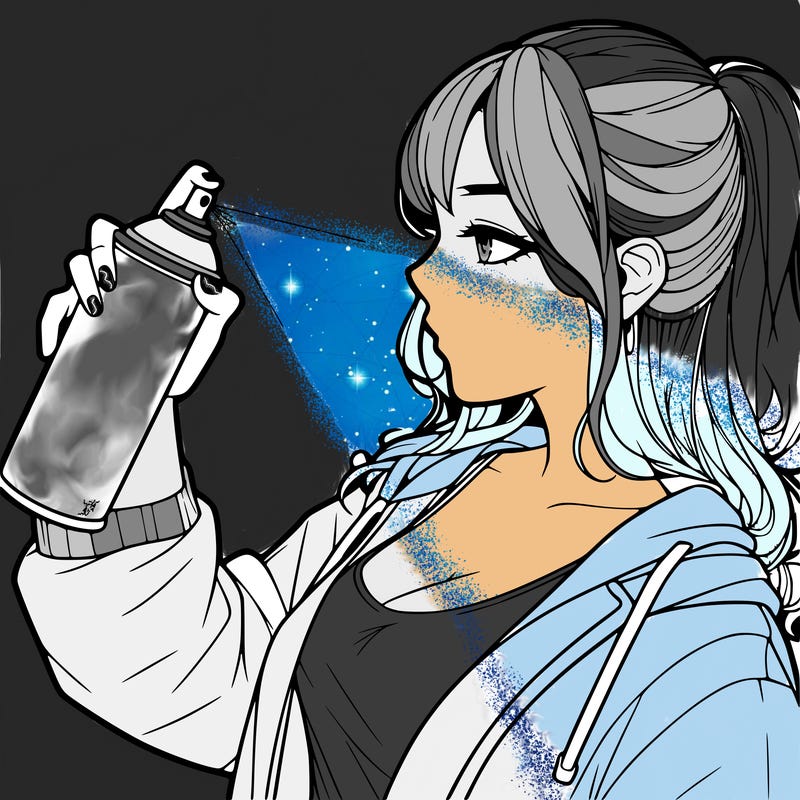 a realistic girl spray, painting