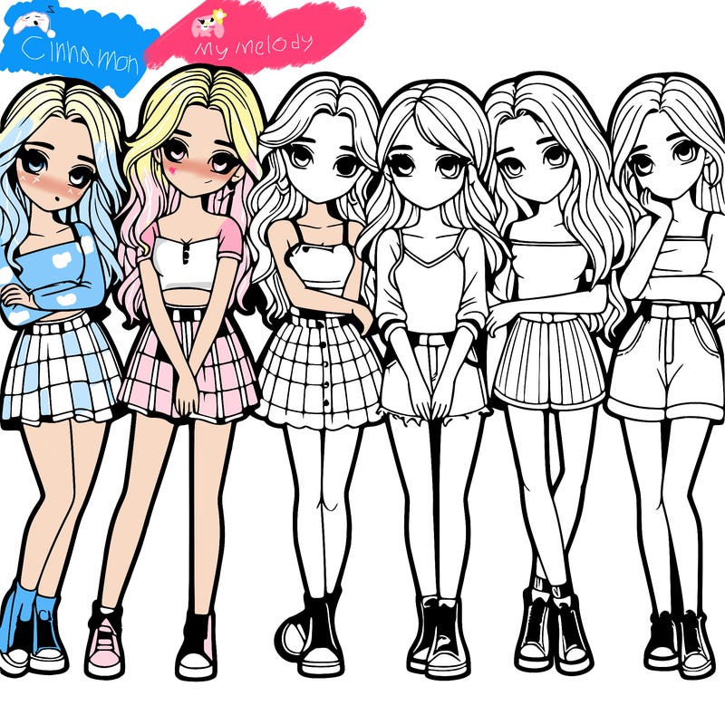 a group of girls realistic