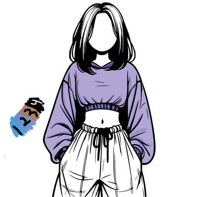 realistic girl faceless with baggy pants and a crop top