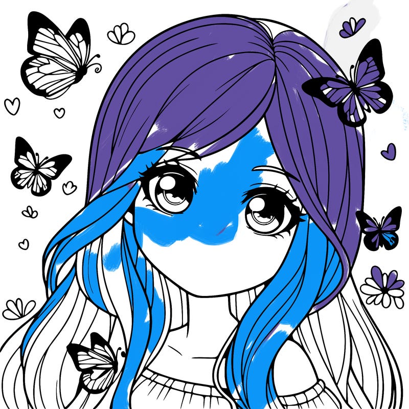 realistic girl with butterflies around her