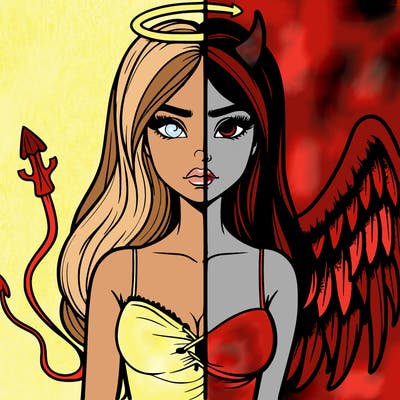 devil vs angel realistic girl