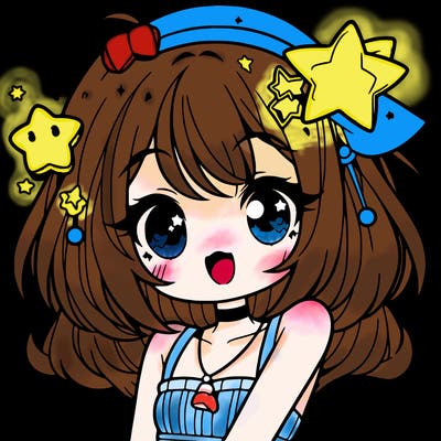 cute anime girl with star accessories
