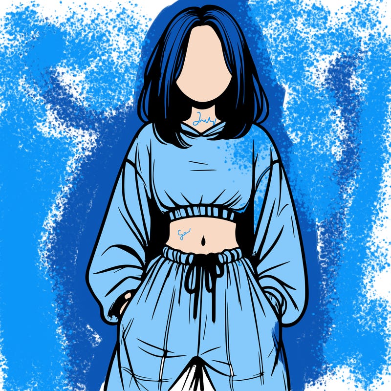 realistic girl faceless with baggy pants and a crop top