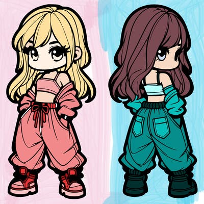 girl in crop top and baggy pants