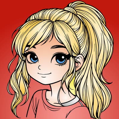 realistic girl with ponytail