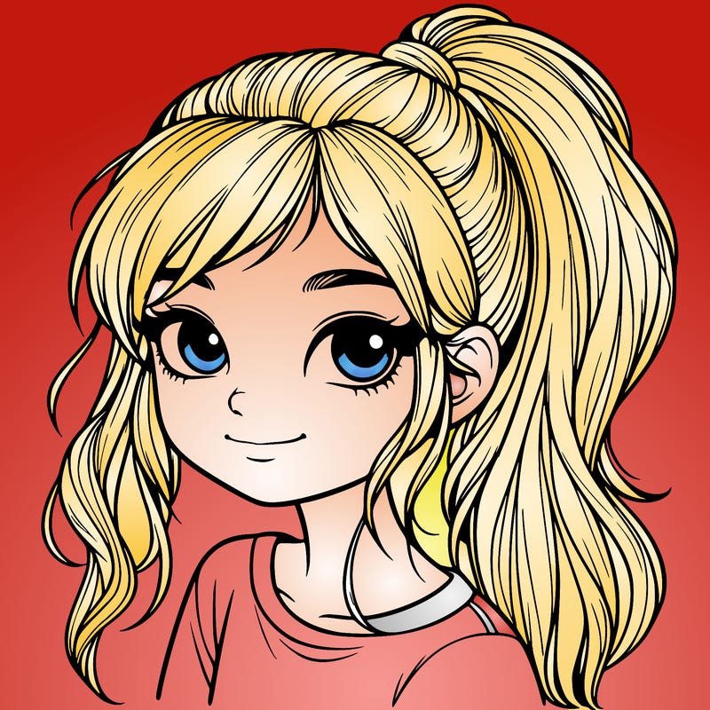 realistic girl with ponytail