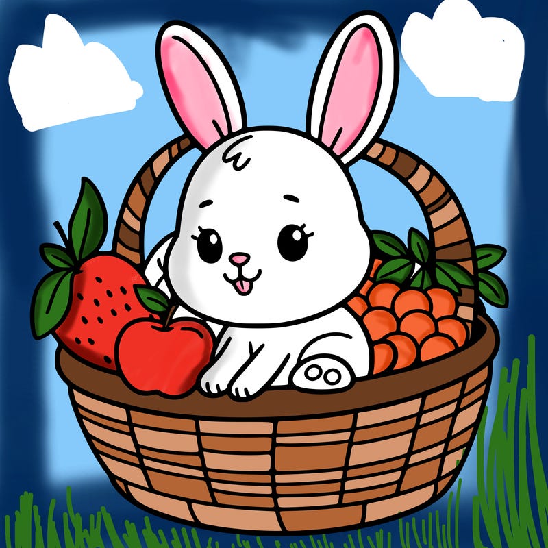 bunny in a fruit basket