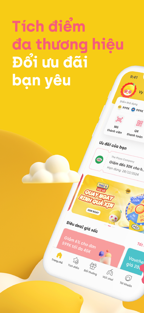 Mobile screen of TAPTAP app showing loyalty points and reward vouchers for multiple brands