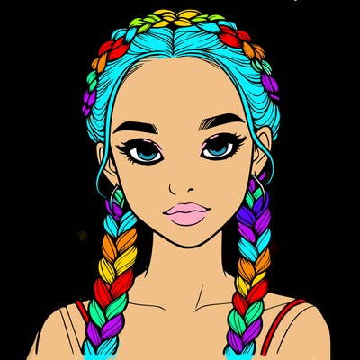realistic girl with braids