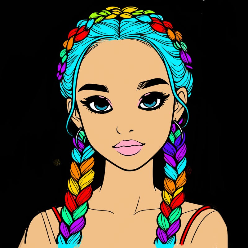 realistic girl with braids