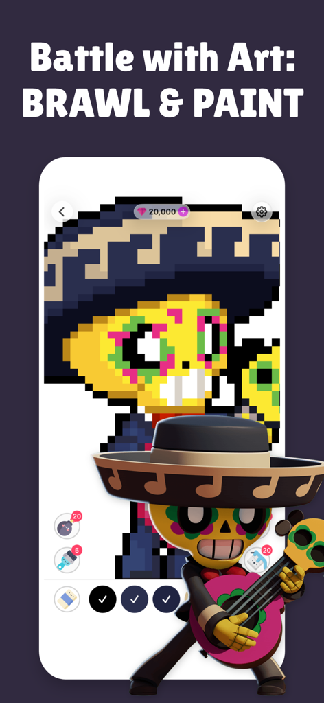 PixBrawl for Brawl Stars - Brawl Stars character pixel art coloring activity in the PixBrawl app