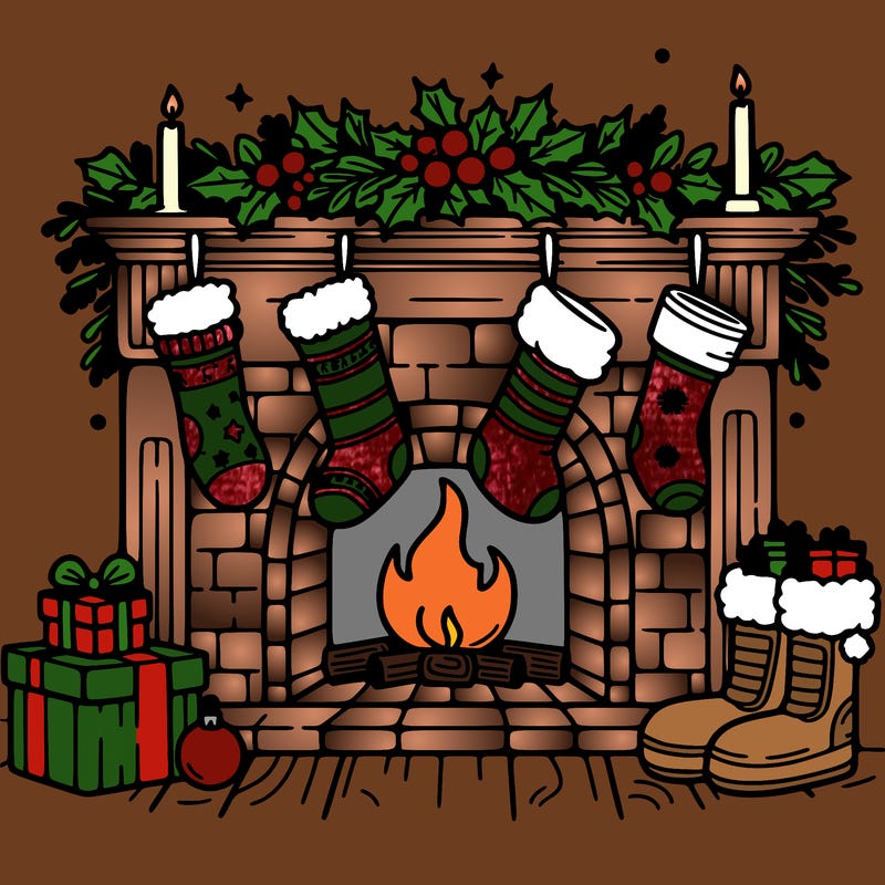 christmas fireplace with  stockings