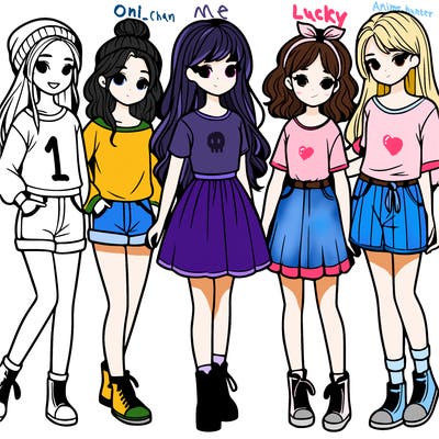 a group of five girls