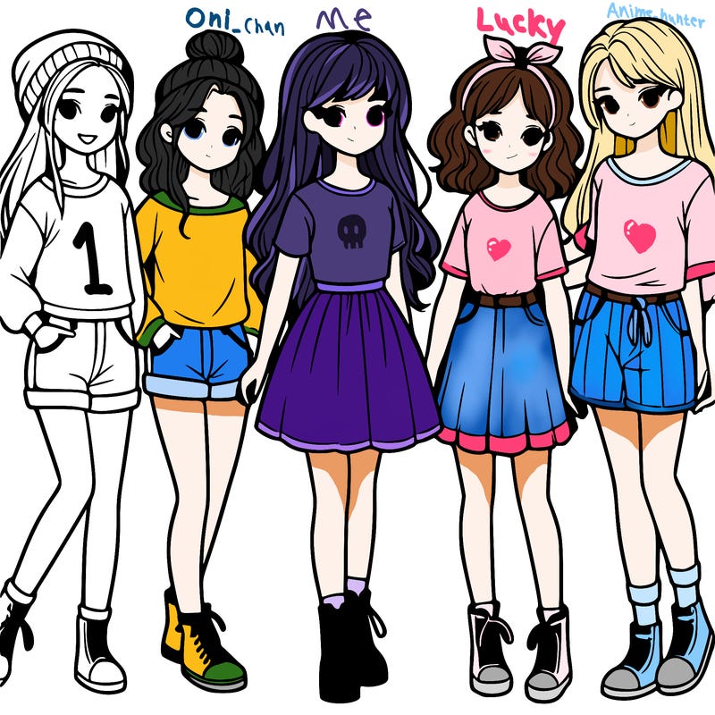 a group of five girls