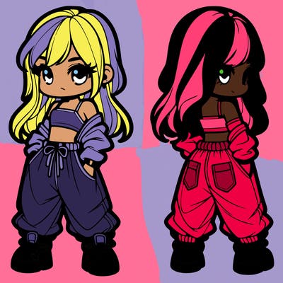 girl in crop top and baggy pants