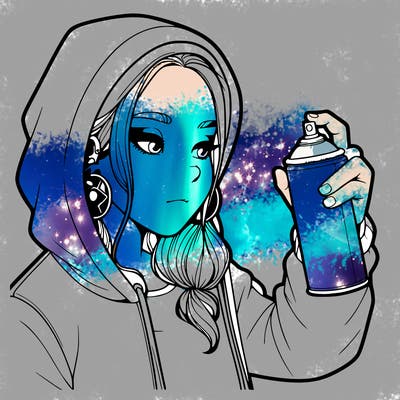 a realistic girl, spray painting