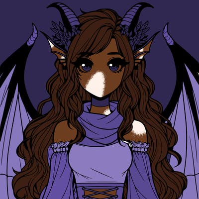 realistic girl with dragon wings horns and a tail