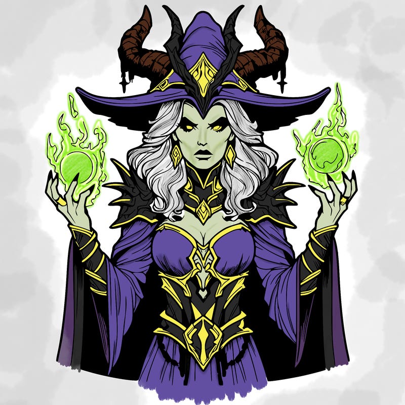 realistic evil sorceress fantasy chaos