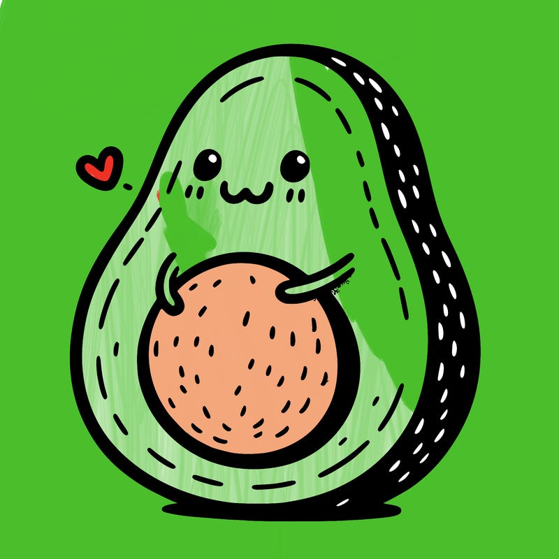 an avocado hugging an avocado