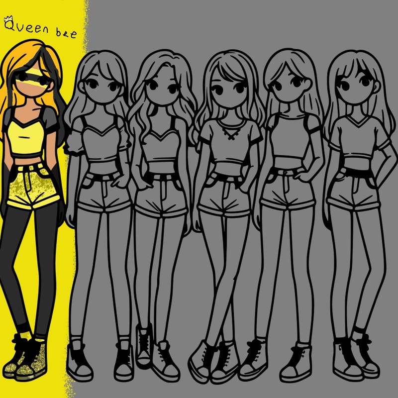 a group of girls wearing crop tops and shorts