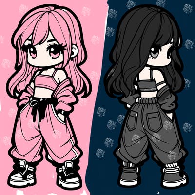 girl in crop top and baggy pants