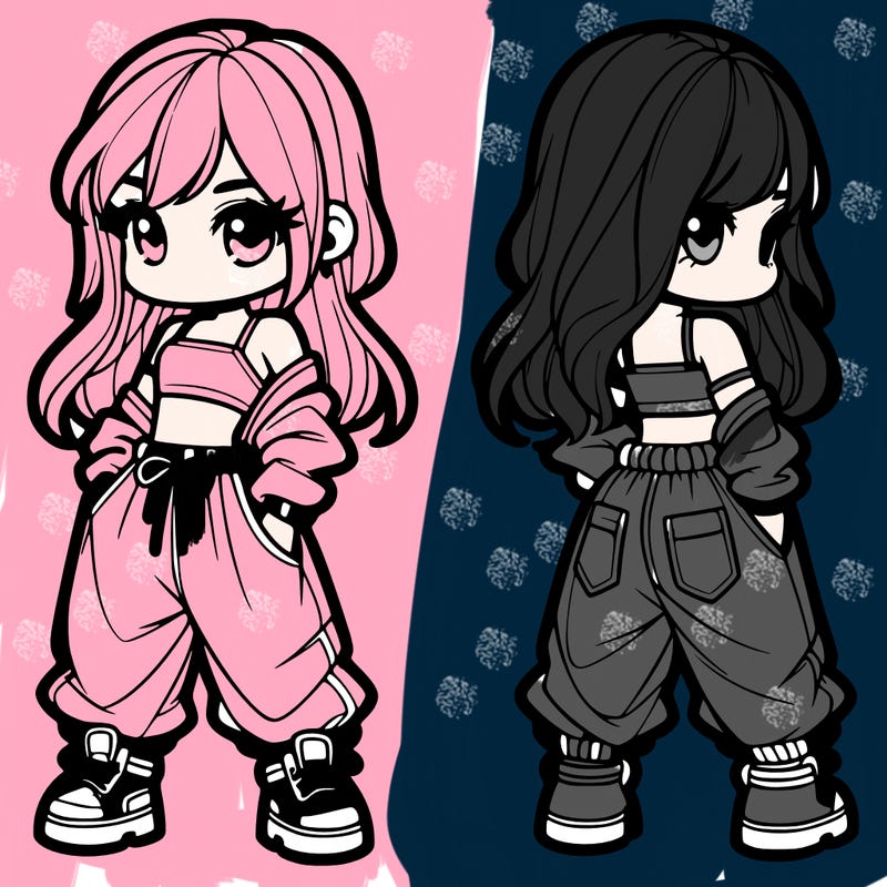 girl in crop top and baggy pants