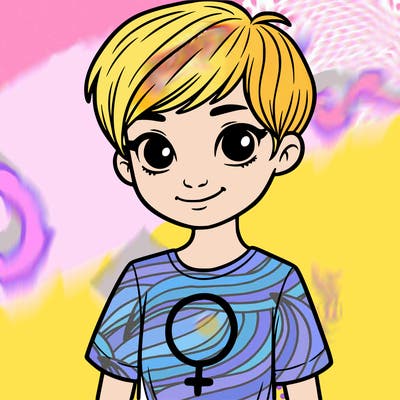 girl with pixie cut and feminist shirt