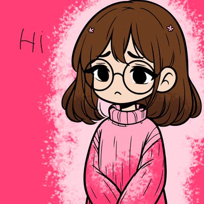 sad girl with glasses in a sweater