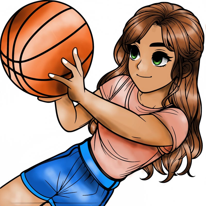 realistic girl playing basketball