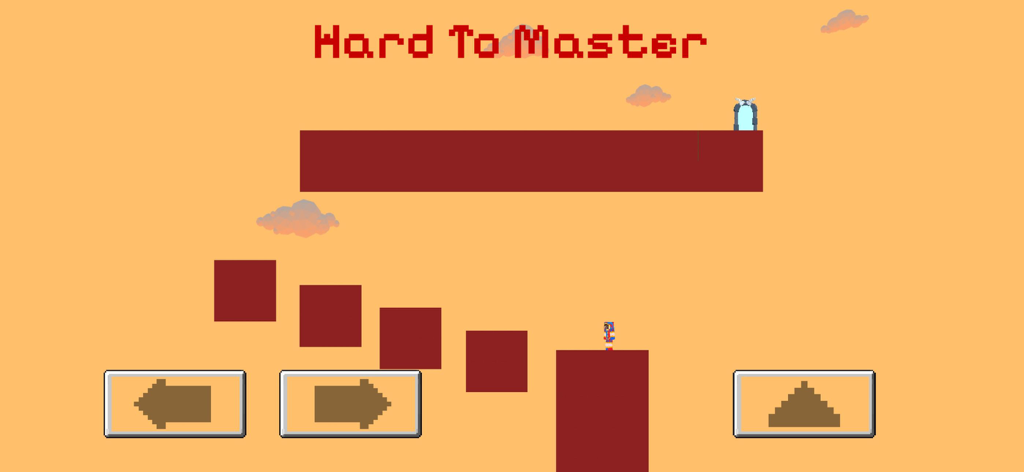 Die Trying - Troll Devil Game - Pixel art gameplay of Die Trying Troll Devil Game featuring a level titled Hard To Master with touch controls