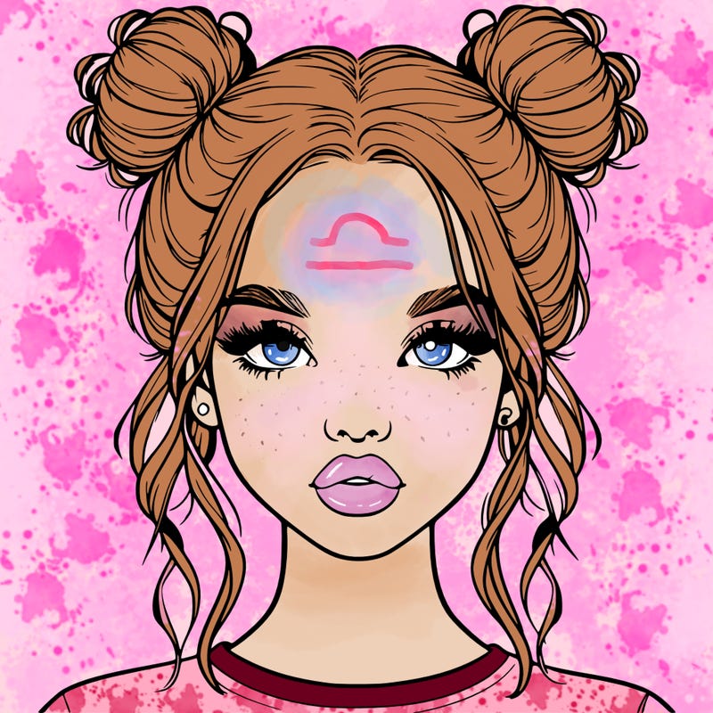 realistic girl with two buns in hair and lips