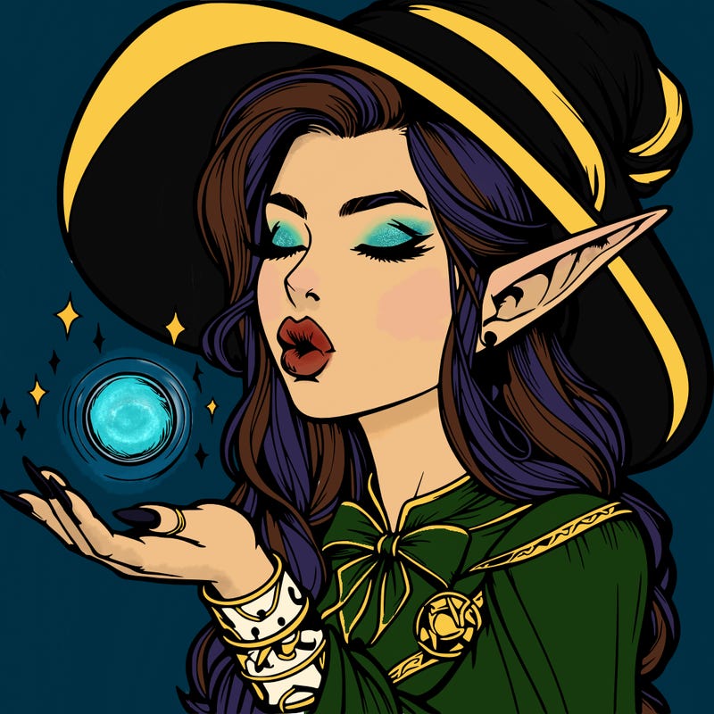 realistic elf casting a spell with lips