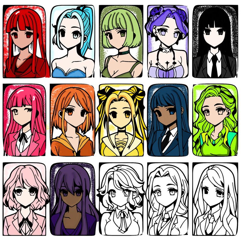 girls that look diffrent anime