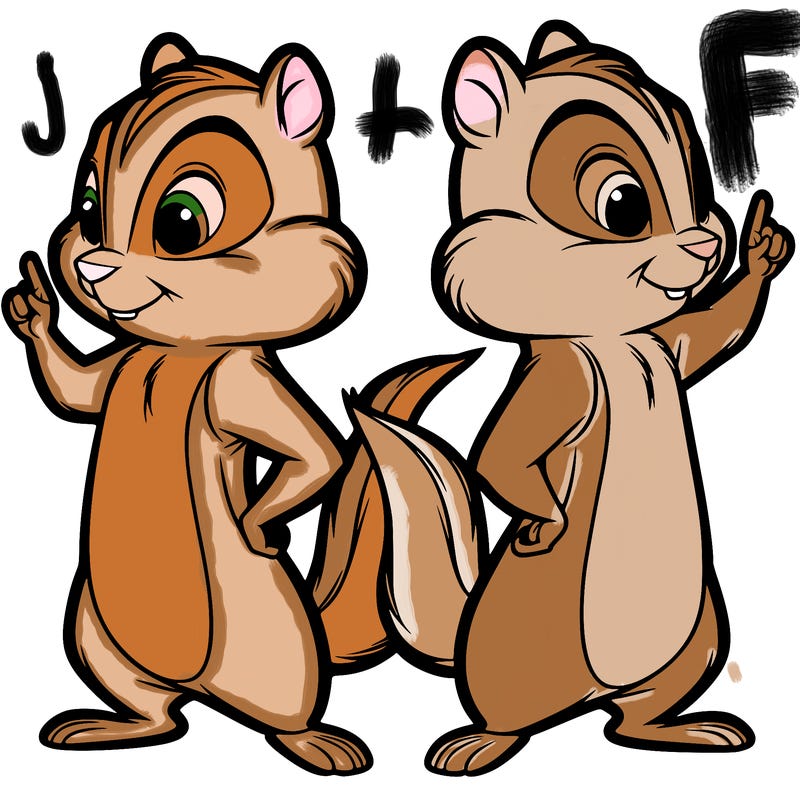 two tamias standing up split realistic