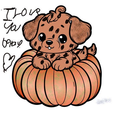 cute little puppy in a pumpkin
