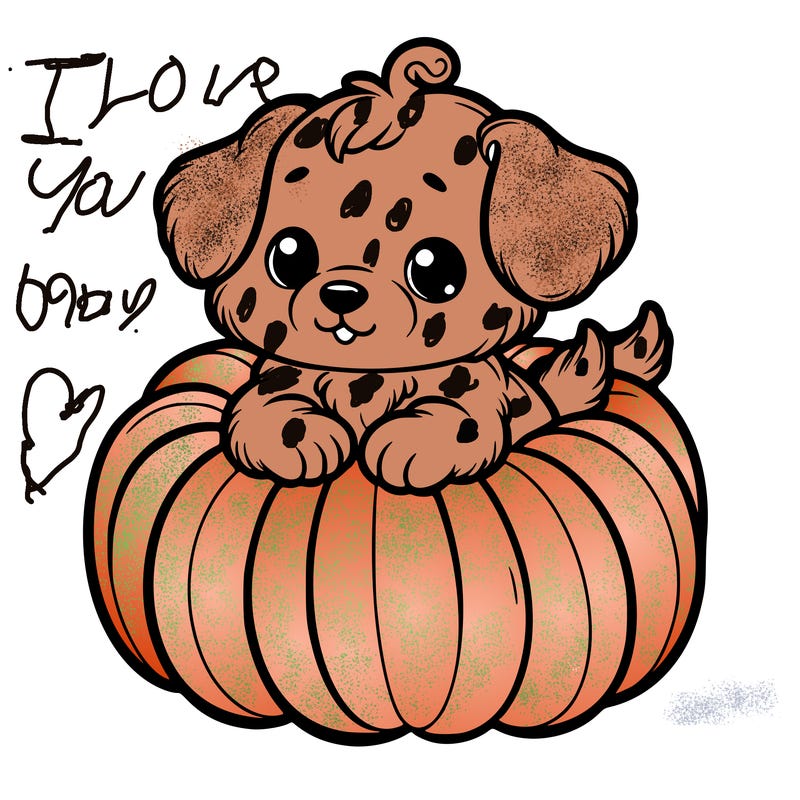 cute little puppy in a pumpkin
