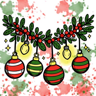 christmas garland with big bulbs