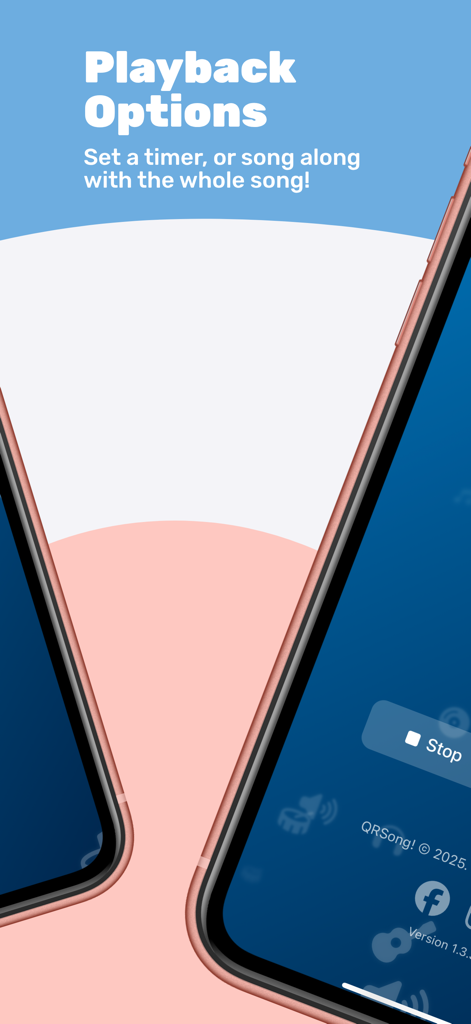 QRSong! - Interfaz de la aplicación QRSong que muestra las opciones de reproducción y la configuración del temporizador para la revelación de música.