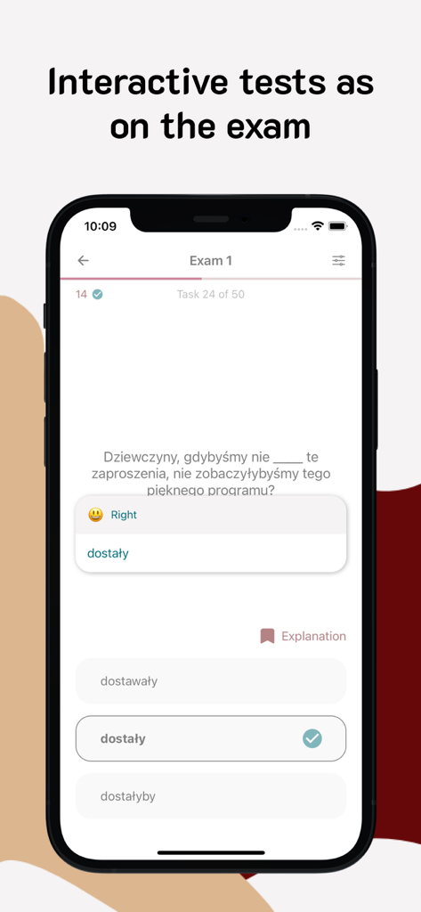 Interactive Polish grammar test for B1 level exam preparation