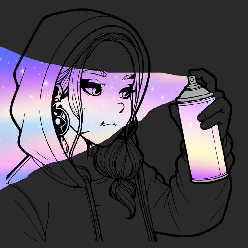 a realistic girl, spray painting