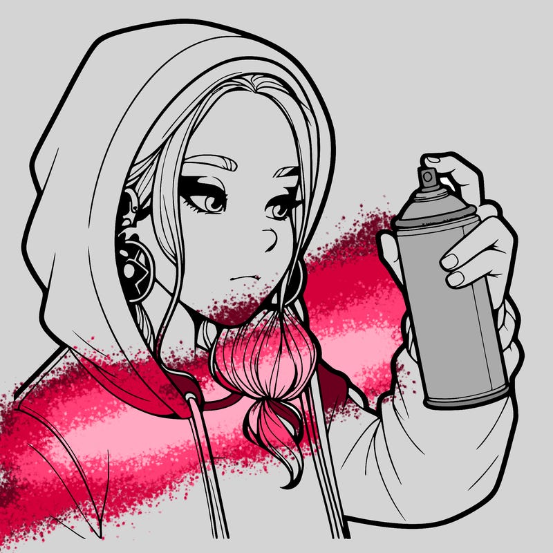 a realistic girl, spray painting