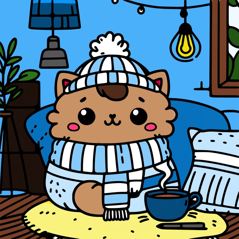 cozy and aesthetic cat
