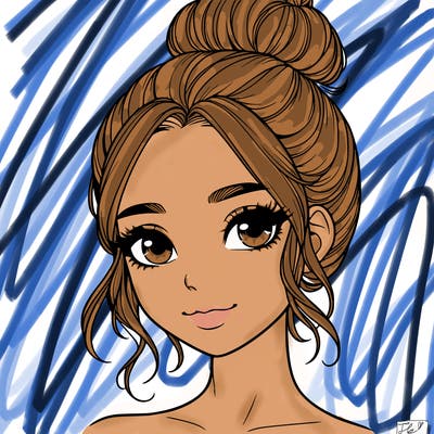 realistic pretty girl with hair in bun