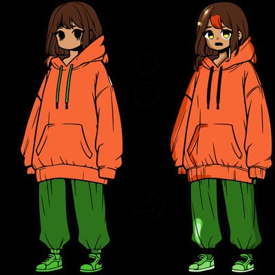 girl in baggy sweat shirt