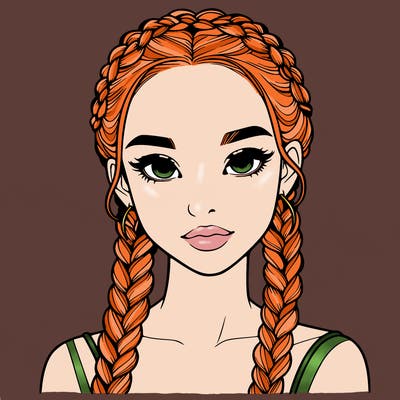 realistic girl with braids
