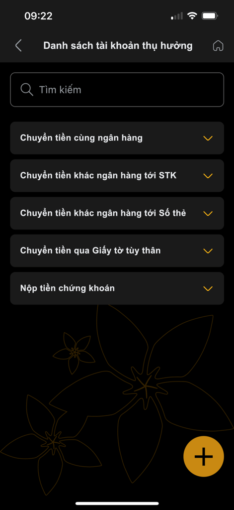 BAC A BANK Mobile Banking - Beneficiary account list screen in the BAC A BANK mobile banking app with options for internal and interbank transfers.