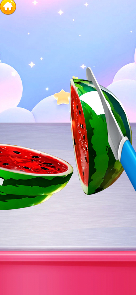 Satisfying AI ASMR - Uma faca a cortar uma melancia de vidro brilhante gerada por IA numa simulação ASMR satisfatória.