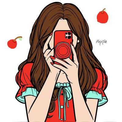 a realistic girl holding her phone taking pictures